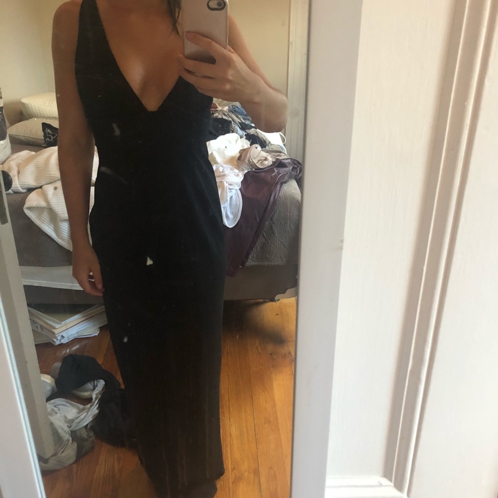 Black plunge maxi dress